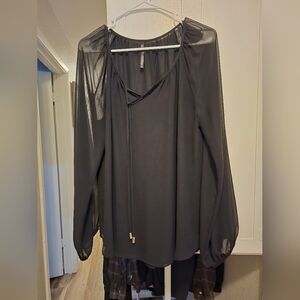Kay Celine Sheer Black Blouse